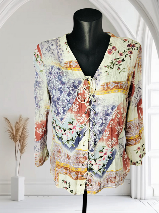 Long sleeve floral print blouse