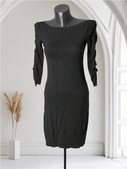 Black boat neck dress