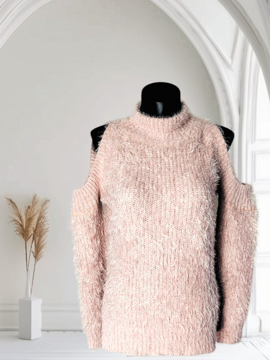 Soft knit sweater with a hairy effect - Pink